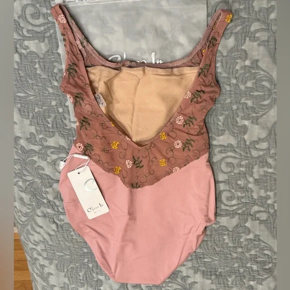 Class In ballet rose floral mesh accents petite leotard NWT - Picture 3 of 12